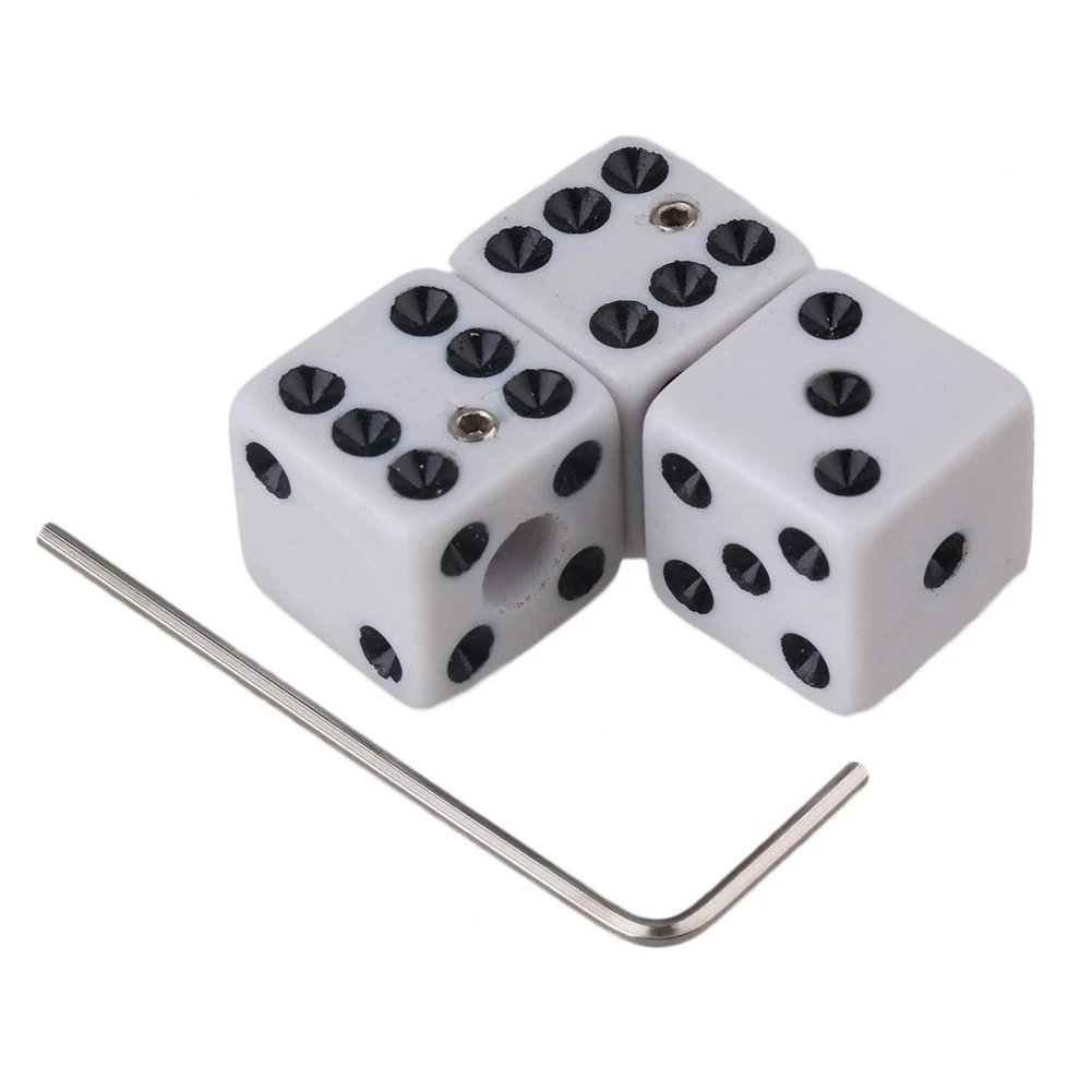 White Plastic Dice Guitar Volume Control Knobs with Wrenches Set of 3