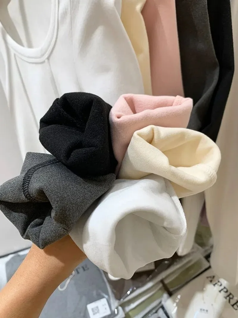 Women's Square Neck Long Sleeve Thermal T-Shirt Thin Velvet Base Shirt Winter Inner Wear Slim Fit Short Top Pullover Top