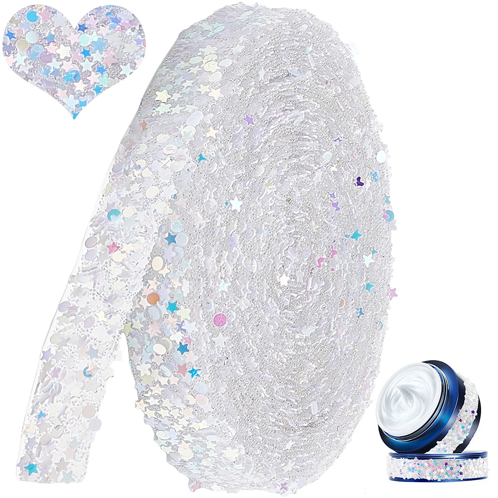 5.47 Yards White Rhinestone Strips Self Adhesive Glitter Star Hot Dril Ribbons Sparkle Stars Applique Iron On Sticker Trimmings