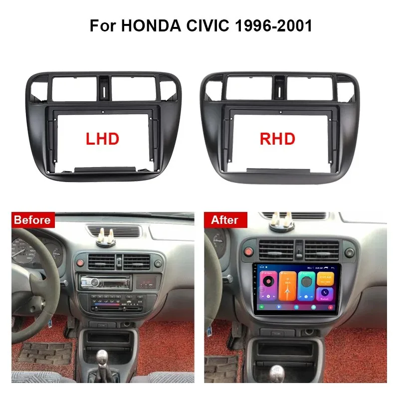 

Для HONDA CIVIC 1996-2001 автомобильные аксессуары радио Fascias подходит для 9-дюймового комплекта приборной панели установка на приборной панели рамка стерео панель безель