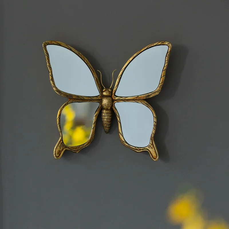 Mirror Wall Hanging Background Wall Butterfly Metal Retro Insect Wing Dragonfly Butterfly Home Decoration Hanging Decor Bedroom