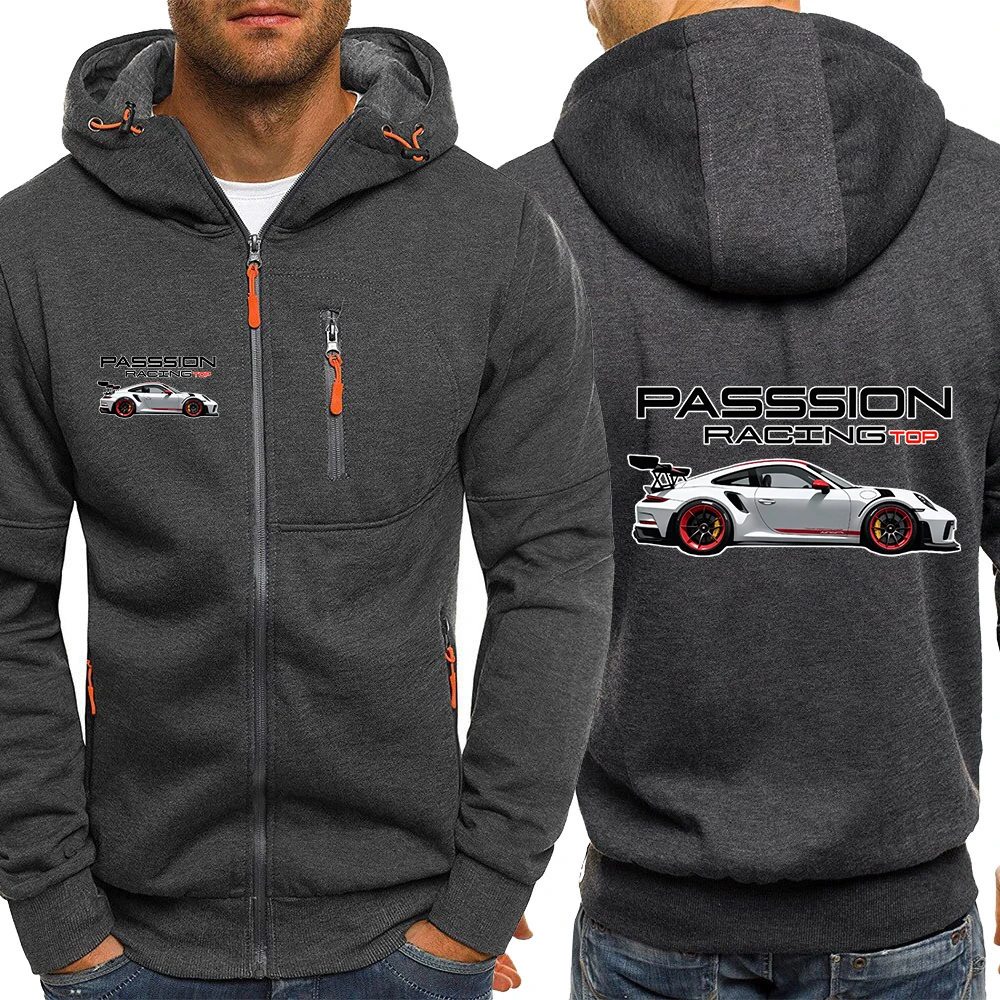 Top-level Racing Element Pattern Zipper Hoodies Autumn Men's New Long Sleeve Hooded Sweatshirt Fashion Casual Outfit Sportwear