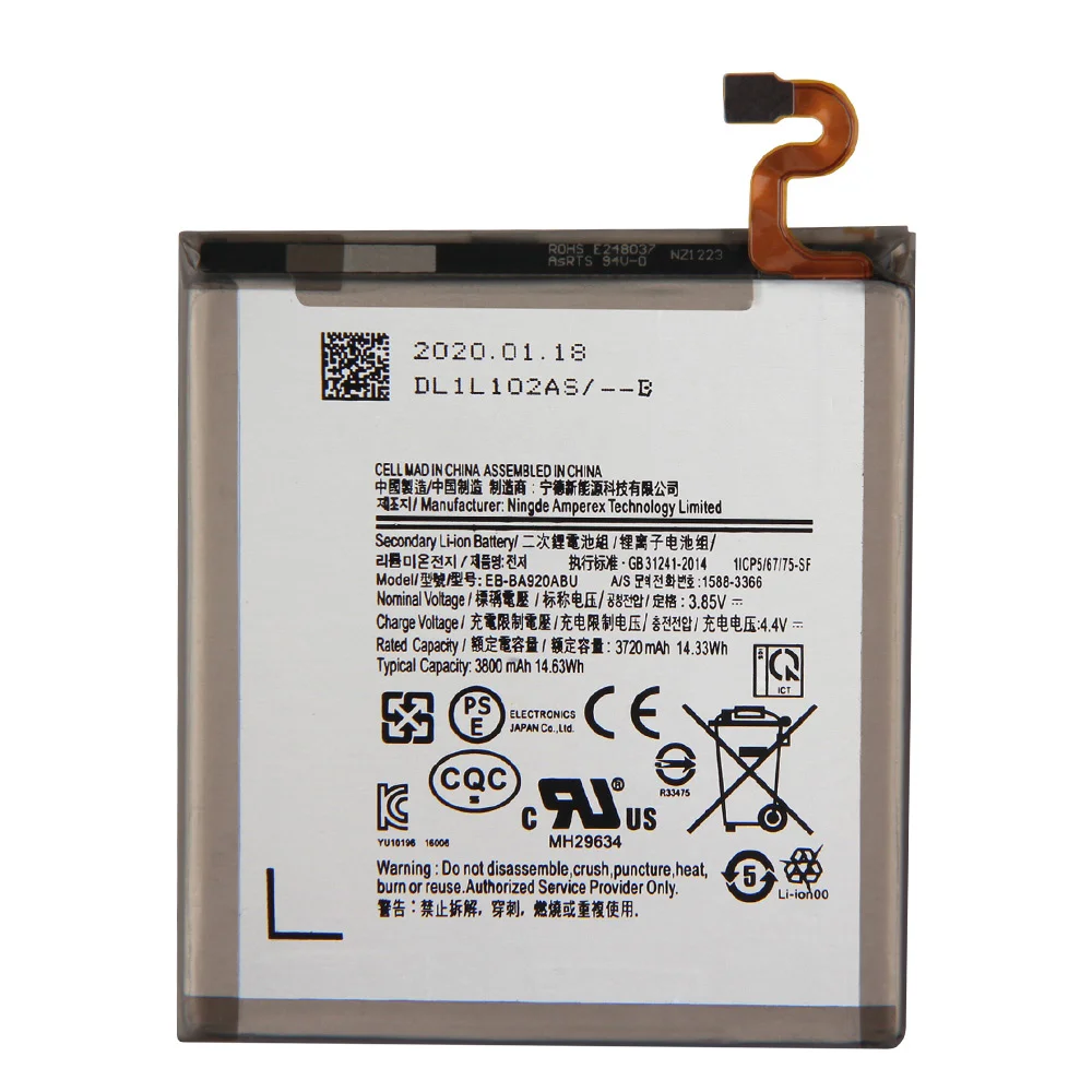 سامسونج الأصلي استبدال البطارية EB-BA920ABU لسامسونج غالاكسي A9s SM-A9200 A9200 2018 النسخة A9 3800mAh بطارية أصيلة