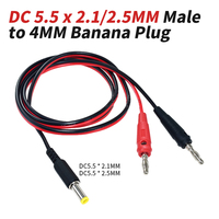 DC 5.5 x 2.1/2.5MM Male to 4MM Banana Plug Wire DC Power Adapter Connection Cable DC to Gun-type Lantern Head Connector Line