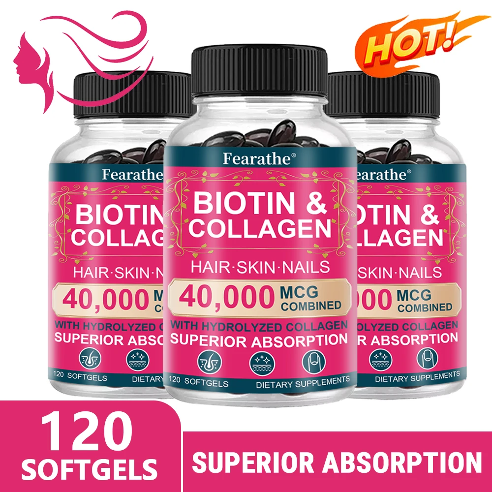 Collagen Biotin Capsules for Extra Strength Boost Hair, Skin and Nails Improve Skin Texture Hair Growth Dietary Supplement