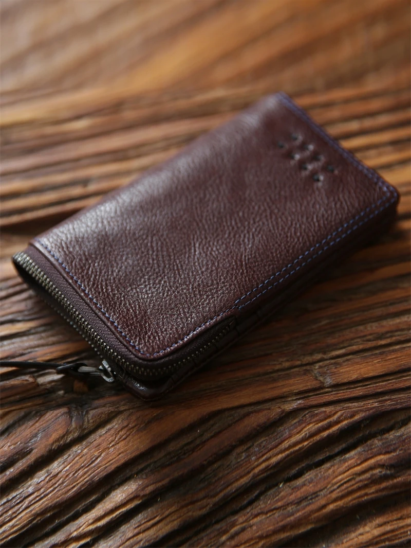 

Retro Men's Short Leather Wallet Hand Vegetable Tanningc First Layer Vertical Leisure Fashion 1