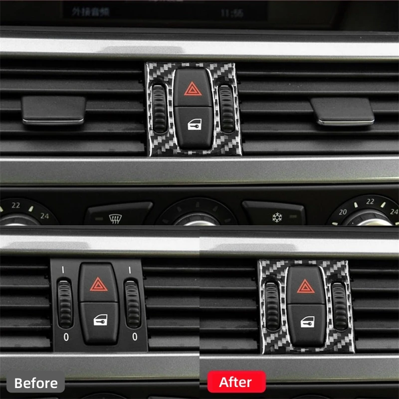 For BMW 5 Series E60 2004-2010 Accessories Carbon Fiber Interior Car Air Outlet Air Volume Adjustment Button Trim Frame Stickers