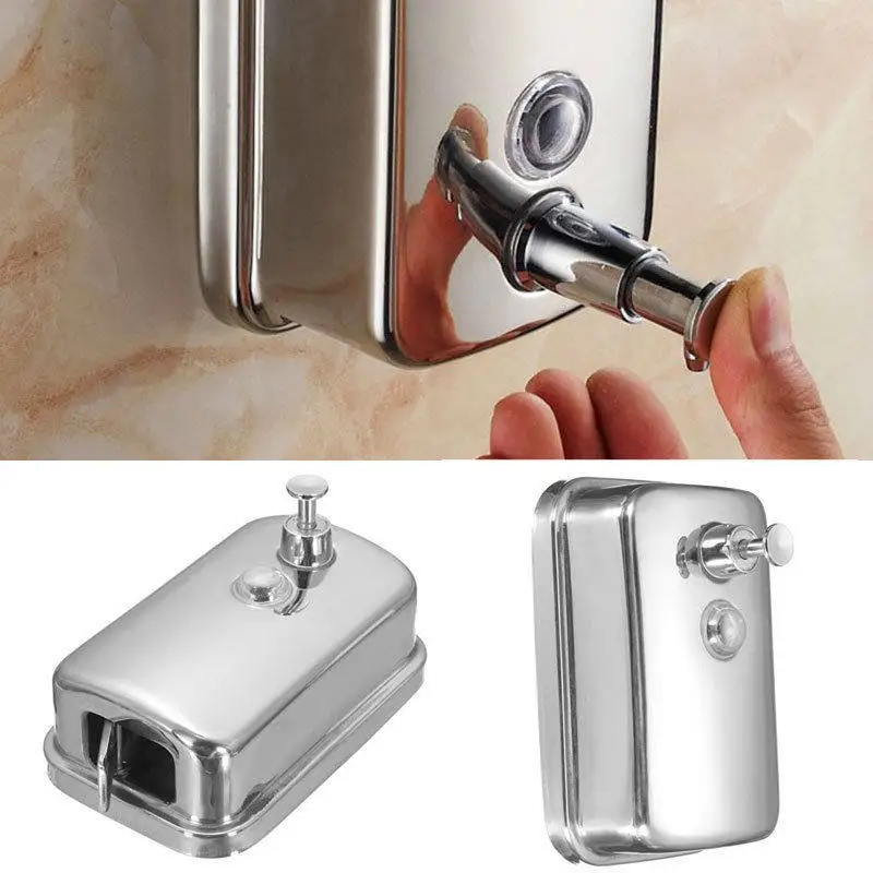 500Ml Stainless Steel Wall Mounted Liquid Soap Dispenser Shampoo Lotion Pump Silver Kitchen Bathroom Fixture Screw Suction