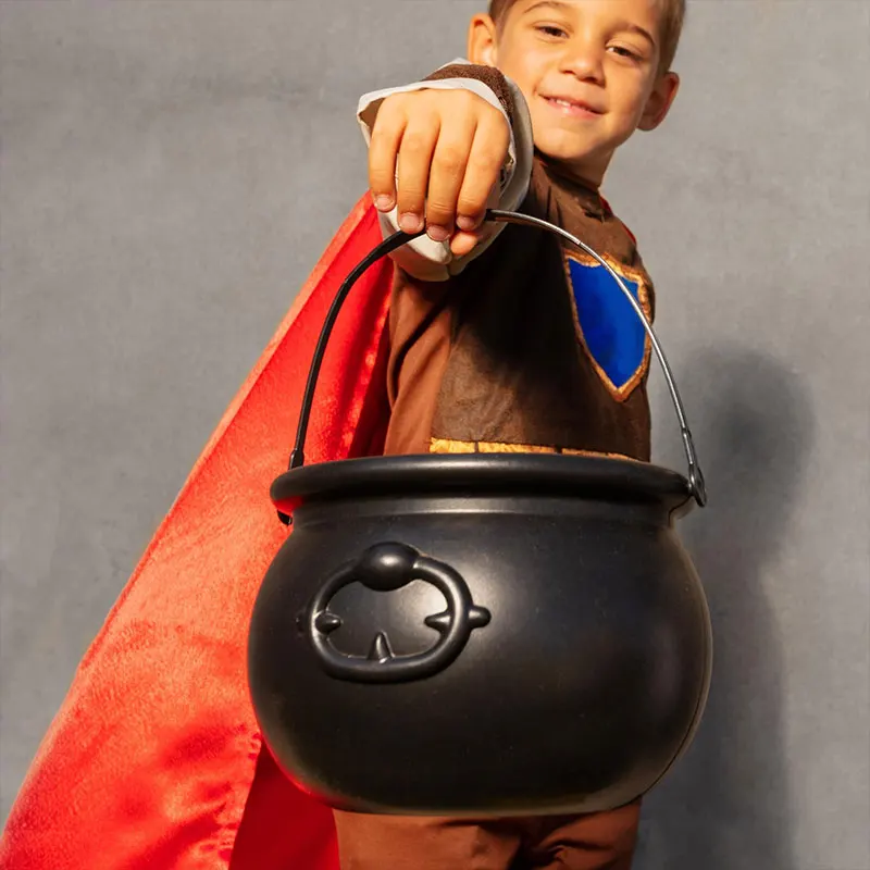 علبة بلاستيكية كبيرة للزينة للهالوين ، مرجل ساحرة المعالج ، دلو الحلوى ، الديكور الأسود #2