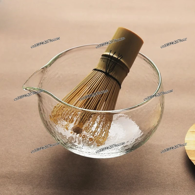 Matcha-Schüssel aus Hammerglas mit Mund, Matcha-Werkzeug, Matcha-Schüssel-Set, Rührmilchteeschüssel