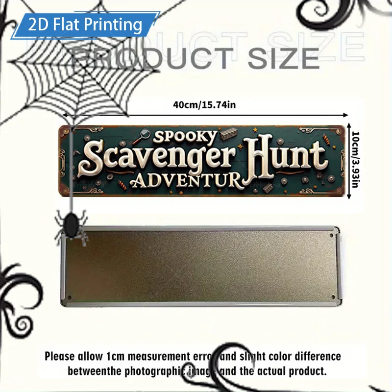 1pc 8x12inch Metal Sign Spooky Scavenger Hunt Adventure: Halloween Themed Metal Sign Decor