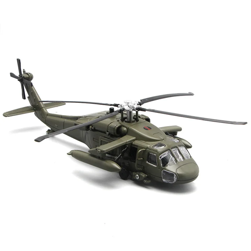 1/64 Scale Blackhawk UH-60 Alloy Helicopter Diecast Toy Model Fighter Military Flying Airplane Simulation Light Toys For Kids