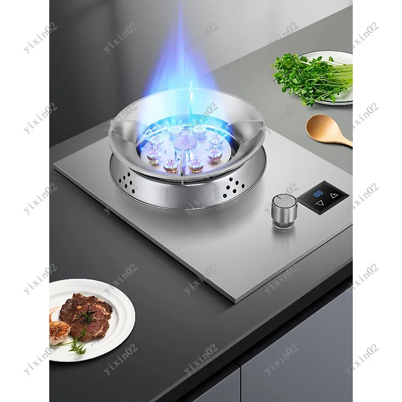 Built-in & Countertop Stainless Steel Single Burner Gas Stove, High Power Household Kitchen Gas Cooktop
