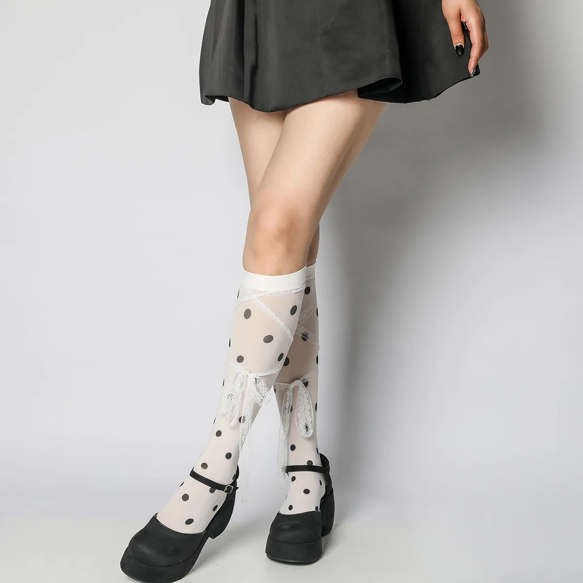 Polka Dot Mesh Knee Socks Style vs Comfort Trade-Offs — view 2