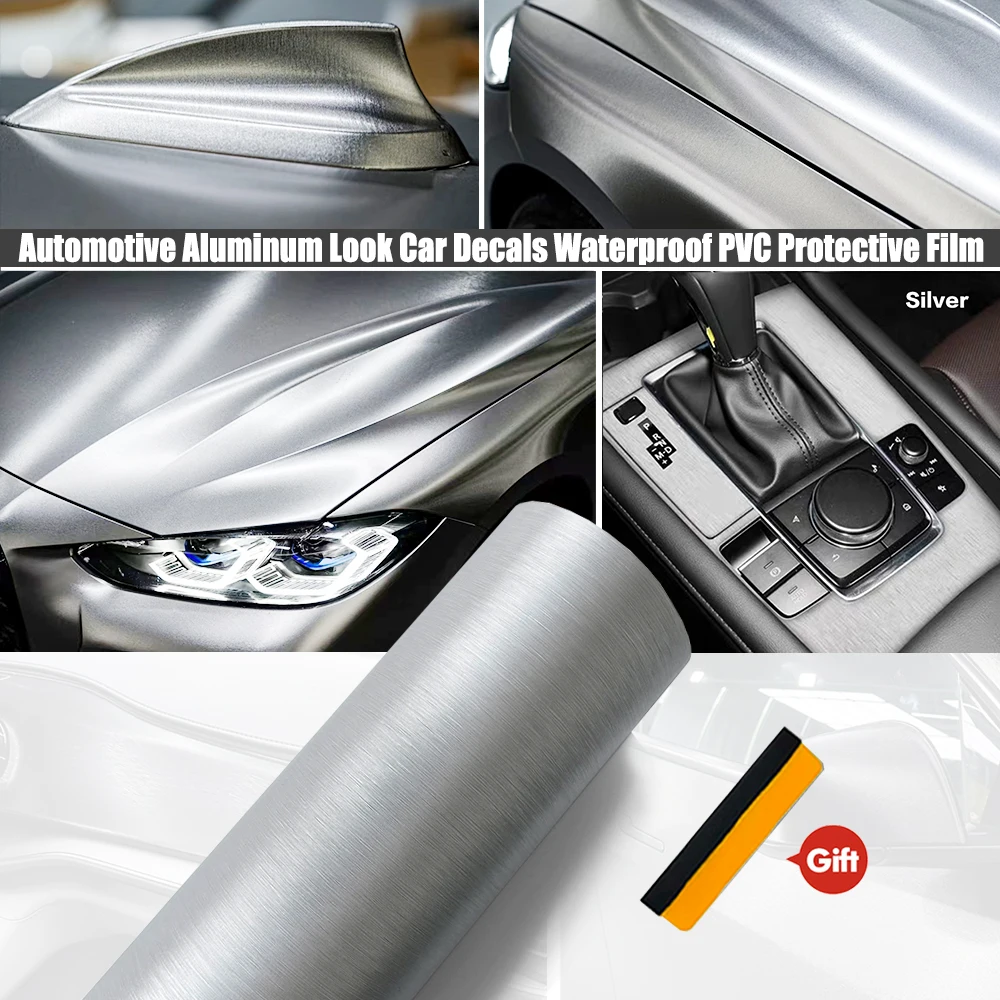 Matt Gebürstete Aluminium-Vinylfolie Silber Autoaufkleber PVC Selbstklebender Schutzaufkleber mit Luftfreisetzung Motorrad-Zubehör