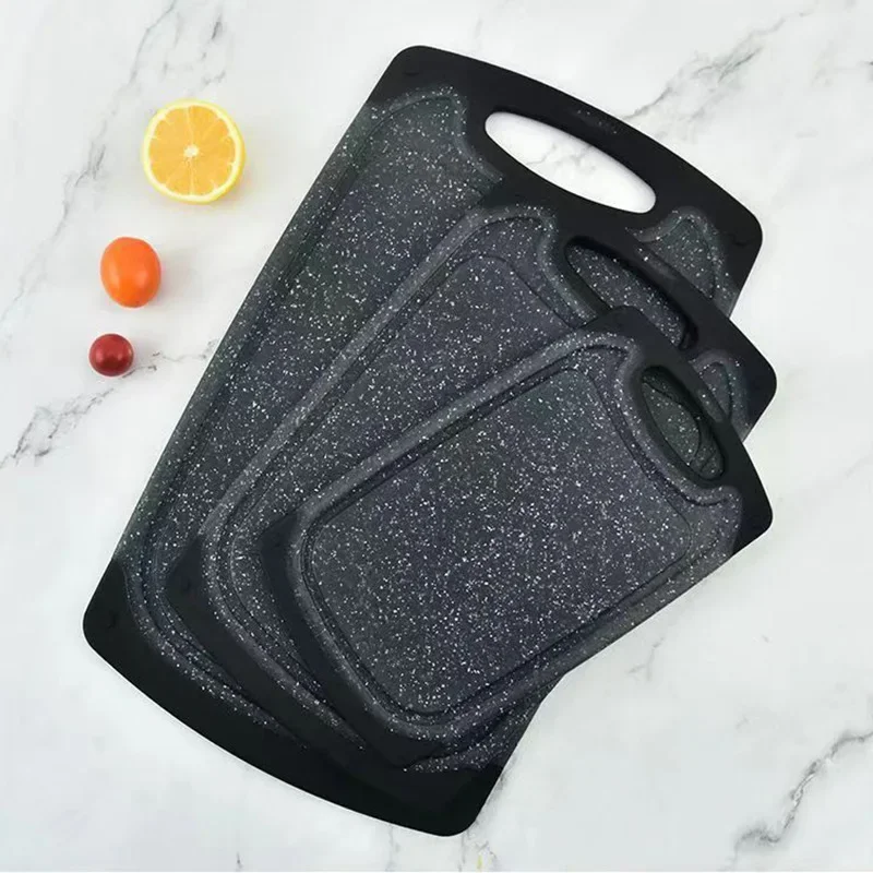 Multifunctional Kitchen Cutting Board Set with Plastic Wheat Straw Imitation Marble Pattern Kitchen Cutting Board Can be Hung wi