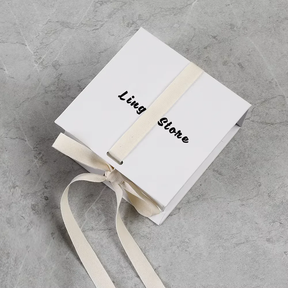

24/50/100Pcs 9.3×9.5×3.5cm Jewelry Packaging Box Ribbon Fashion Bowknot Flap Boxes With Sponge For Cute Ring Bag Storage