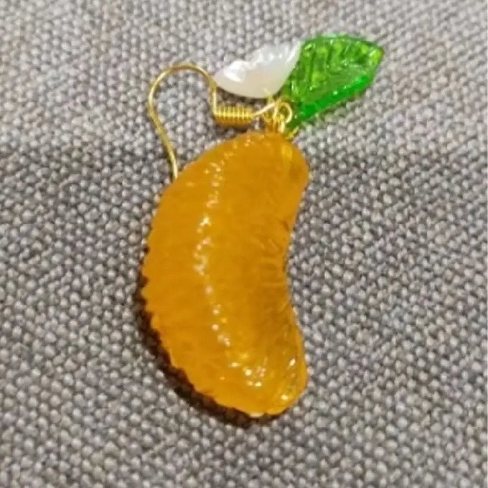 Simulated Fruits Orange Sliced Earrings Hook Piercing Korean Style Fruit Ear Jewelry Leaf Elegant Y2K Handmade Earrings