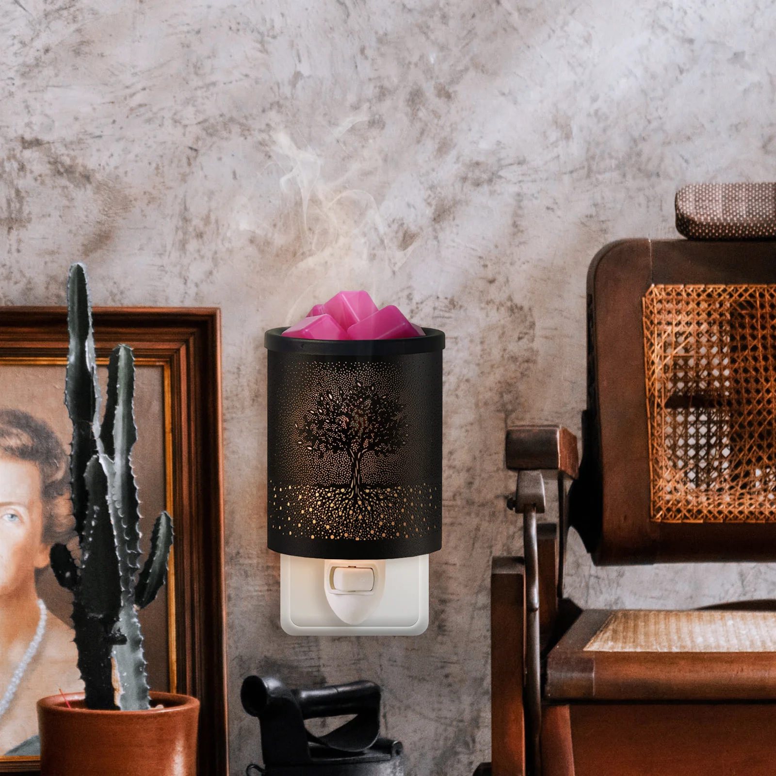 Diffuseur de parfum électrique pour fond de cire, veilleuse d'aromathérapie pour huiles essentielles, lampe à parfum noir, prise chauffante, chauffage aromatique