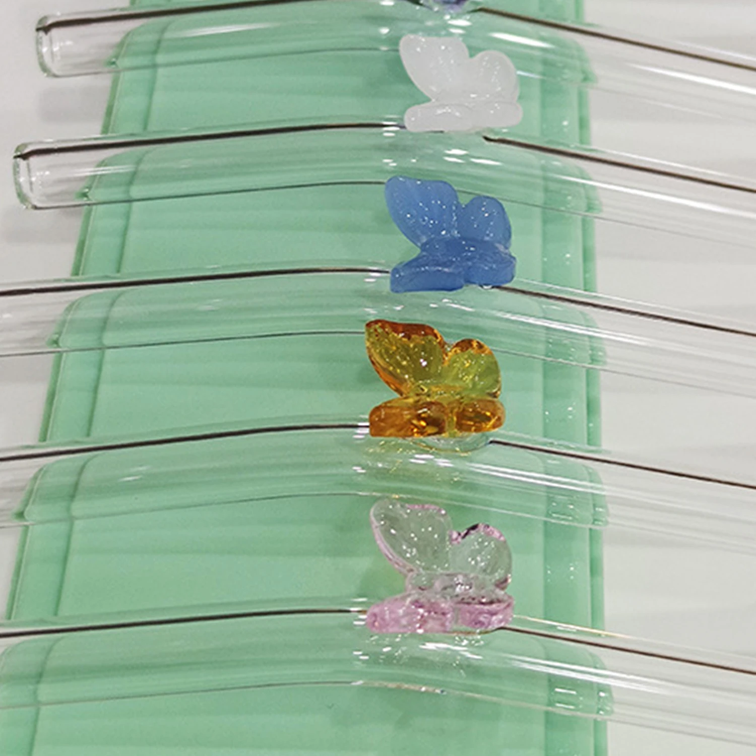 Glass Cute Straws Reusable Butterfly Bow Colorful Transparent Cleaning Dishwasher Juices With Bar Accessories