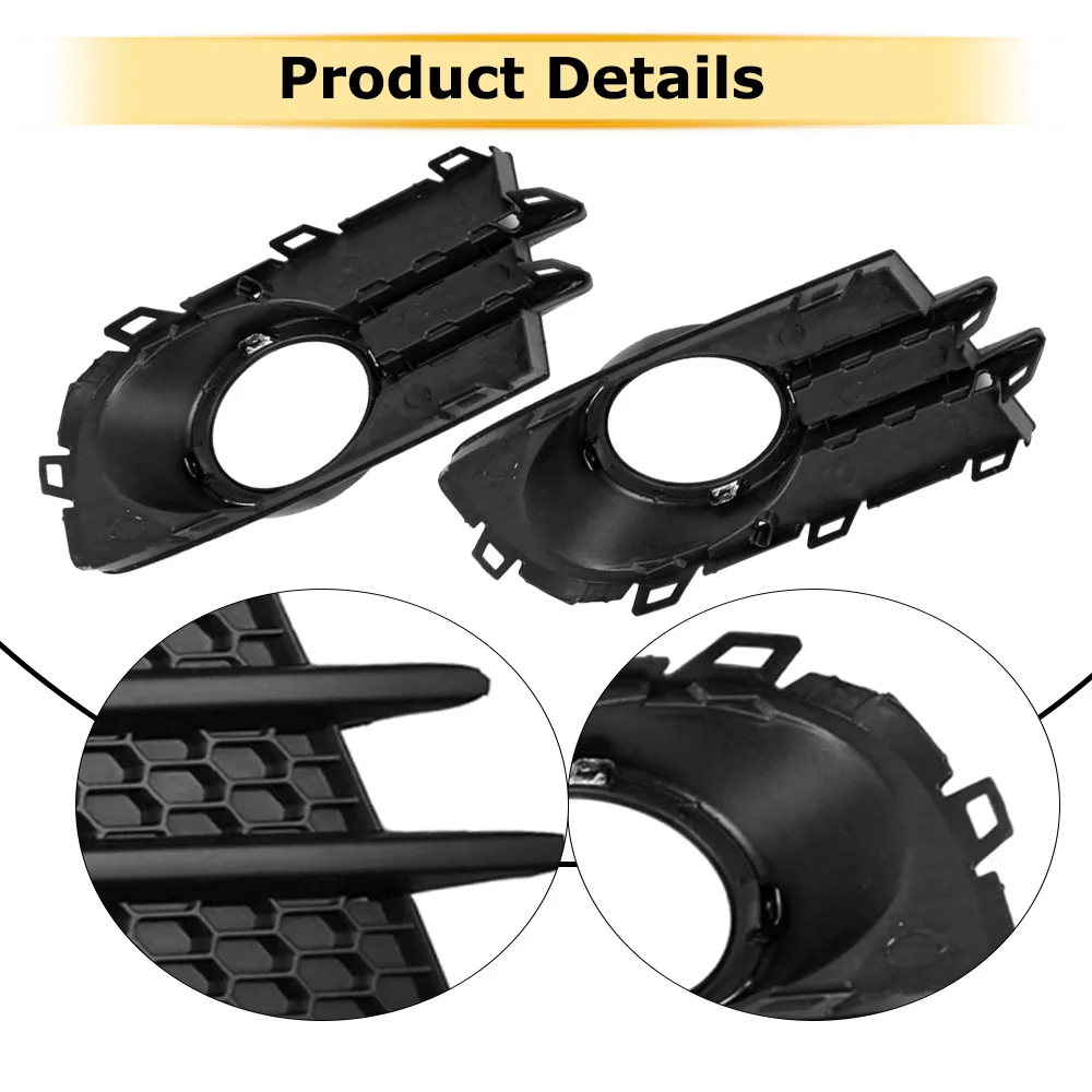 2pcs Front Bumper Fog Lamp Cover Grille Trim Left Right ABS Black Chrome for Volkswagen VW Tiguan 2012-2018 EU Version 5N0853665