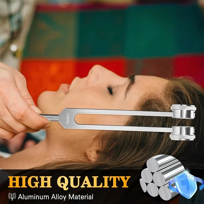  128 Hz Tuning Fork Set Sound Therapy Aluminium Alloy Bio-acoustic Tuning Fork Colorful Portable For Reliever Pressure