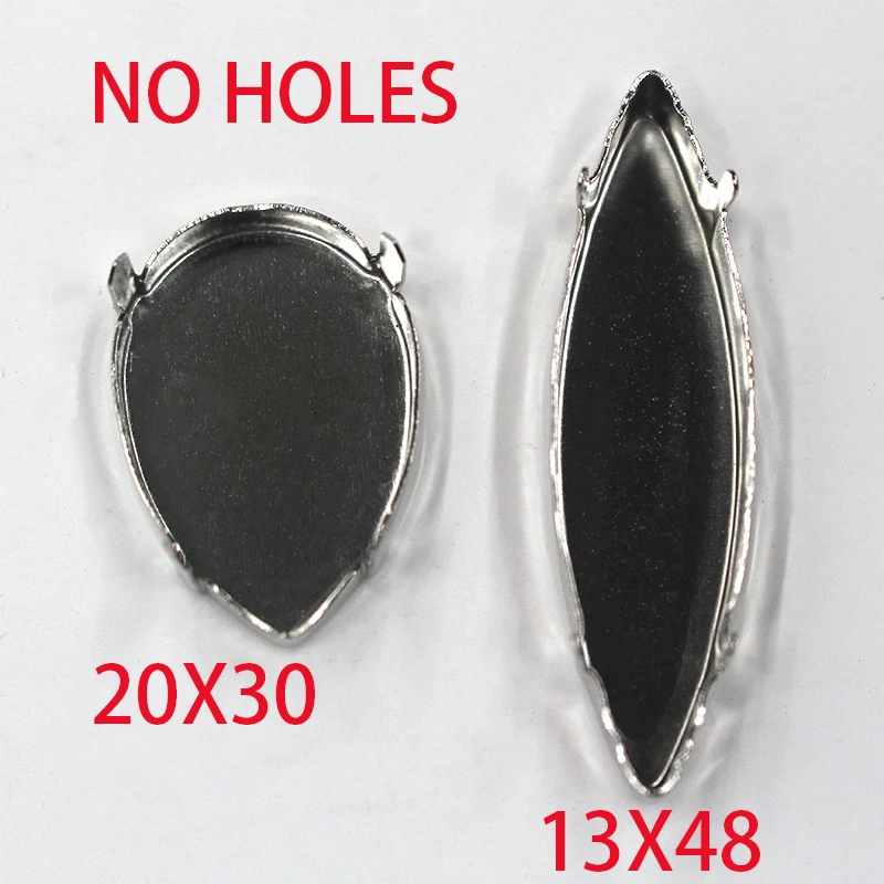 Navette 13X48 TEAR Drop 20X30 Stronggest BRASS SILVER POLISH For Crystal NO Holes Strong Claw Setting  For Jewels Soldering