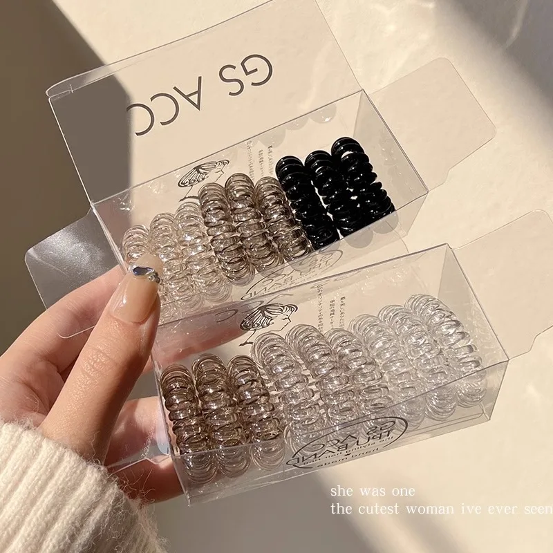 High Grade Gradient Telephone Cable Hairband Feminine Temperament No Harm High Elasticity Durable Rubber Band Hair Rope