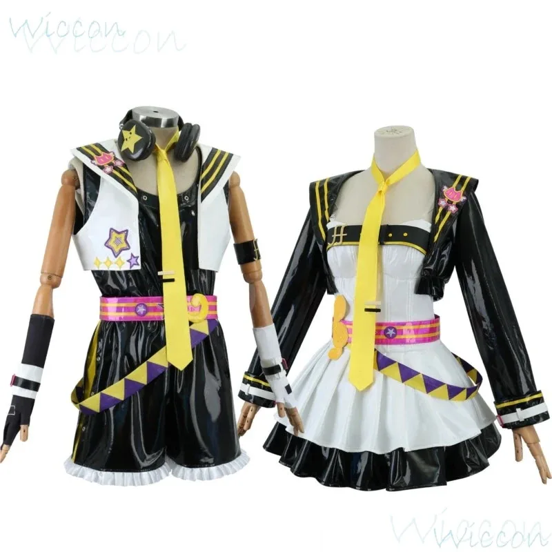 アニメ-リン・レン-ゲーム-ミューズ・ダッシュ-コスプレ衣装-制服-ジャケット-スカート-ウィッグセット-ハロウィンパーティー-ロールプレイ衣装-女性男性用
