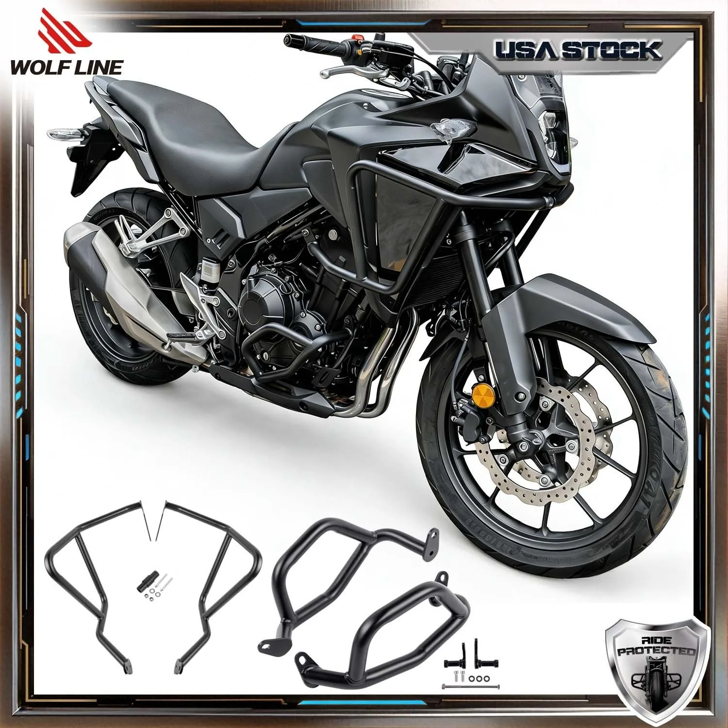 

WOLFLINE Crash Bars Set for Honda NX400 NX500 2024-2026 Upper+Down Engine Guards Frame Protector for Honda NX 500 400