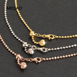 MIQIAO 925 Sterling Silver Necklace For Women Jewelry 50 60CM Adjustable Pumpkin Beads Chain Necklace For Girls For Ladies