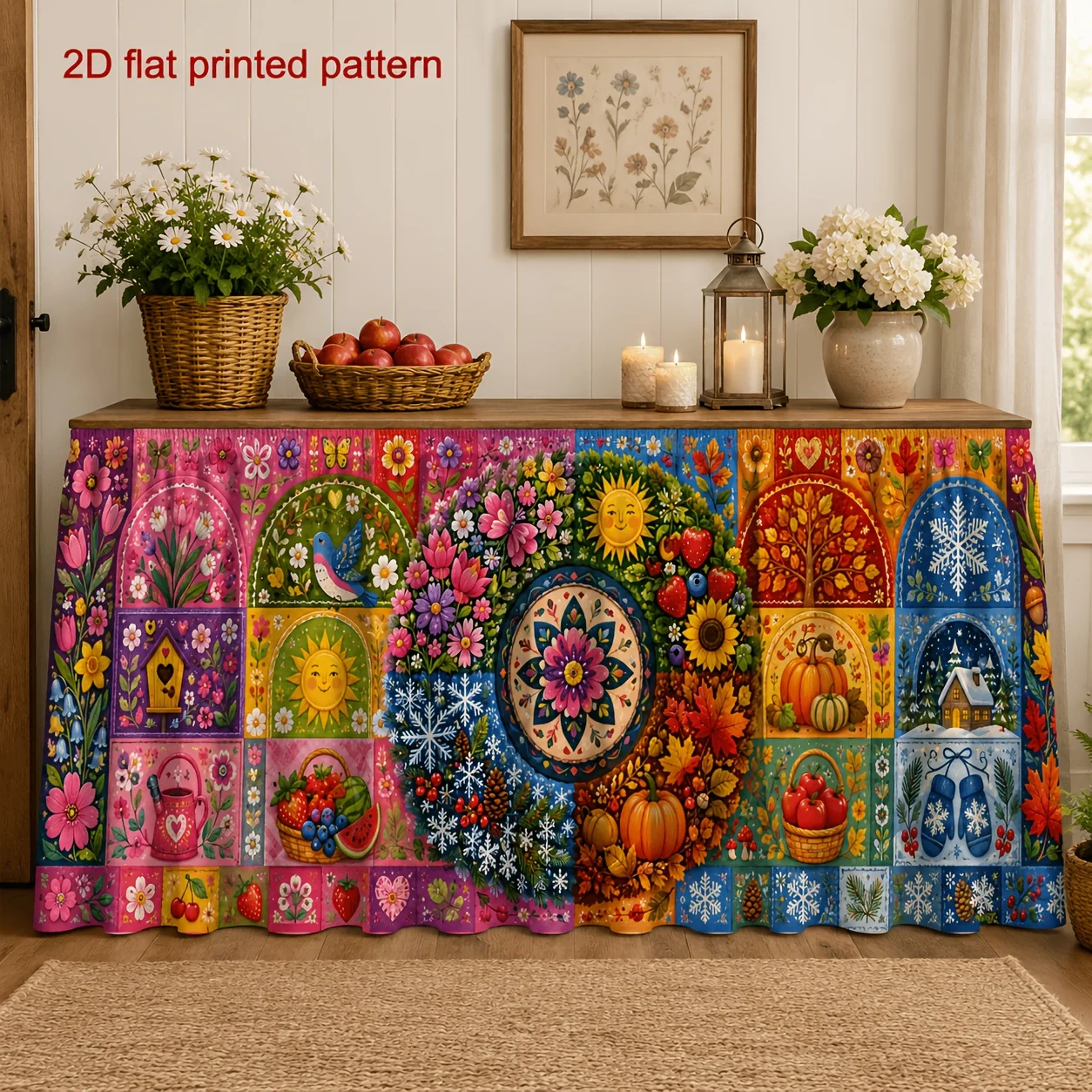 One tablecloth table skirt - polyester four-season quilted printed table skirtxzj