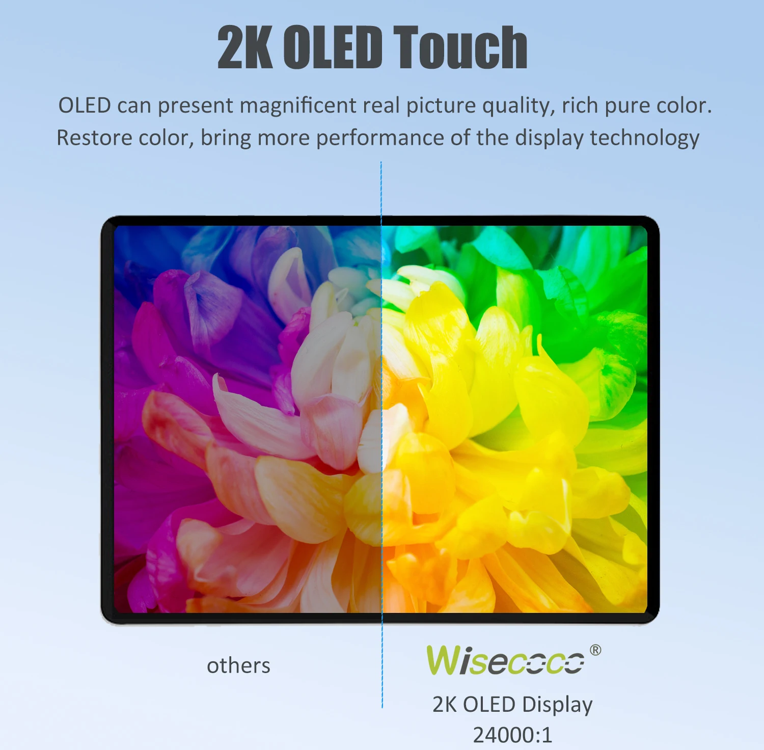 Wisecoco 2K شاشة OLED تعمل باللمس المحمولة 11 USBC HDMI شاشة الكمبيوتر لأجهزة الكمبيوتر المحمول الكمبيوتر التبديل PS4 Xbox تمديد مراقب