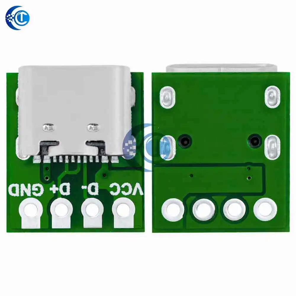 Solderable USB Type-C-DIP PCB Connectors (1PCS/5PCS): Female Pin Headers for Testing & Adapter PCBs