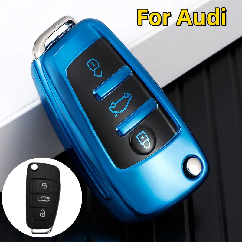 

TPU Car Flip Key Cover Case For Audi C5 C6 R8 A1 A3 A4 A5 A6 A7 Q3 Q5 Q7 S6 B6 B7 B8 8P 8V 8L TT RS RS3 S3 Sline Accessories
