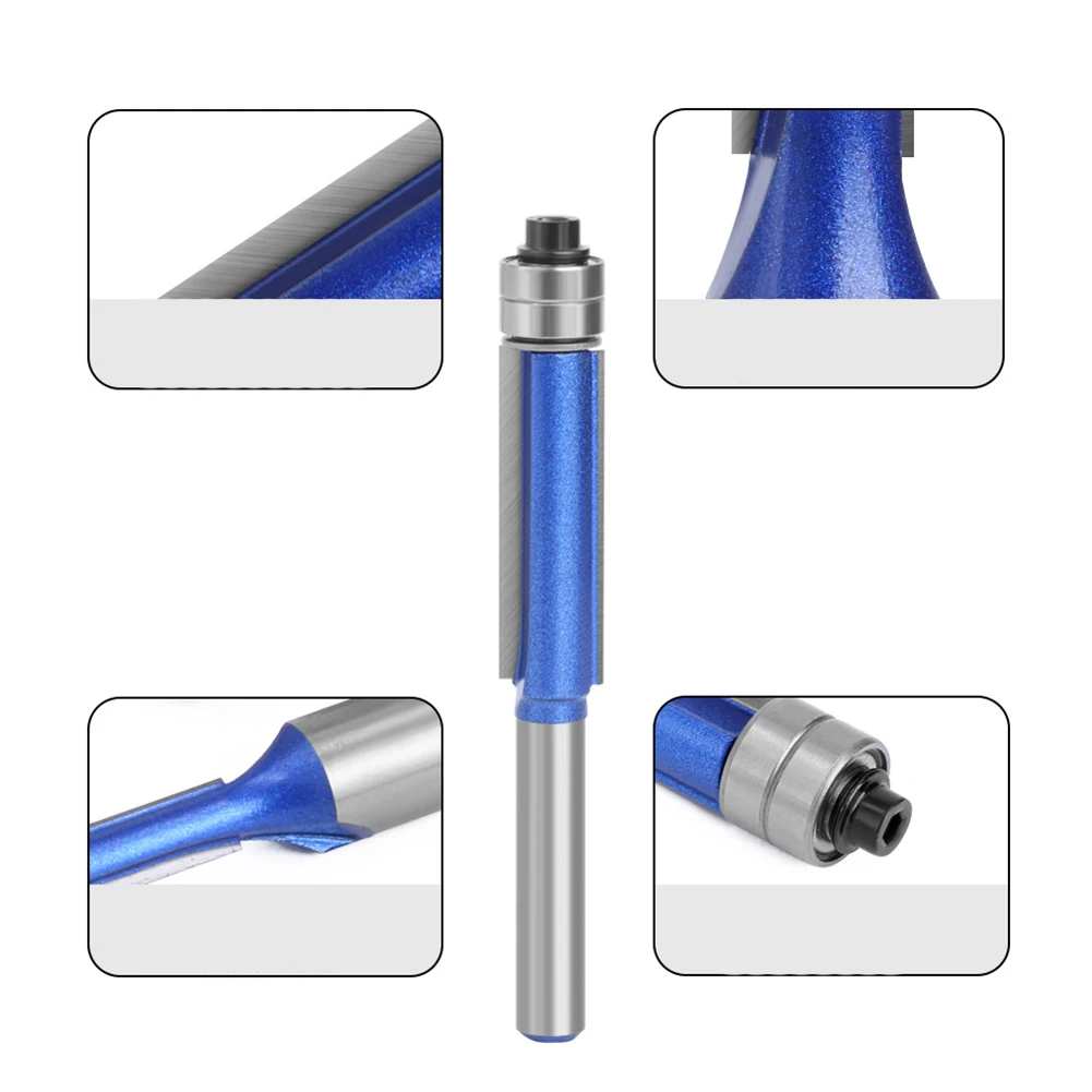 4pc Flush Trim Router Bit Set With Top Bearing For Wood Edge Cutting Milling Cutter Woodworking Tools Alloy Steel 8-12.7mm