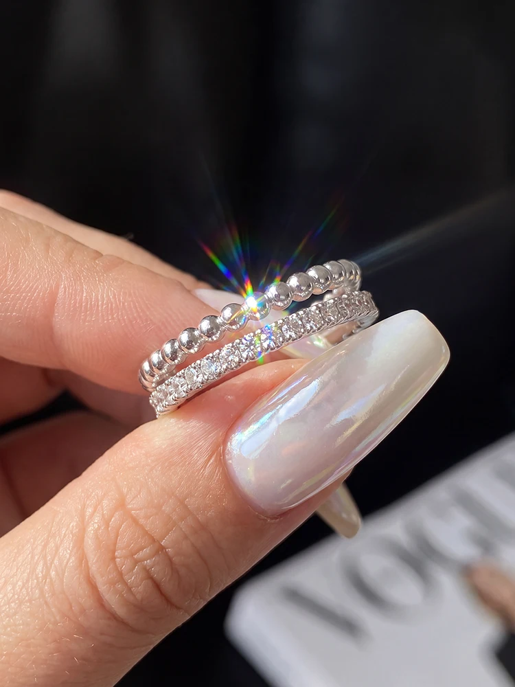 Funkelnde Echte Moissanit-Diamant-Mode-Ringe für Damen 925 Sterling Silber Jubiläums-Party Edle Schmuckstücke – Detail 2