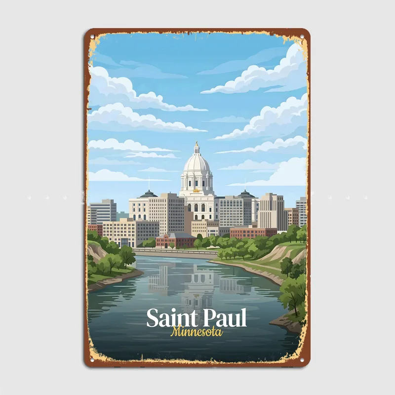 Saint Paul Minnesota Cityscape Metal Custom Sign Living Room Wall Indoor Decor Room Decoration Bedroom Posters Home Decor