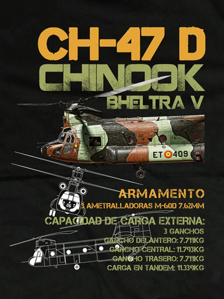 Spanish Air Force BHELTRA V CH-47D Chinook Transport Helicopter T-Shirt. Premium Cotton Short Sleeve O-Neck Mens T Shirt New