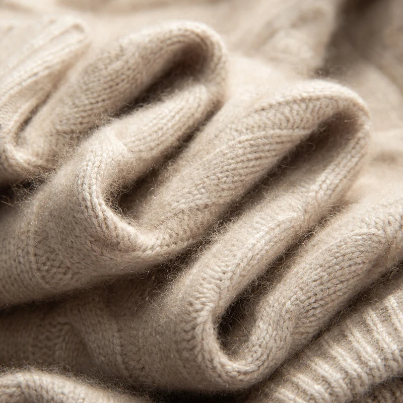 Herren-Pullover aus 100 % reinem Kaschmir, lässiger einfarbiger Strickpullover, lockerer Rundhalsausschnitt, dicker und warmer Pullover