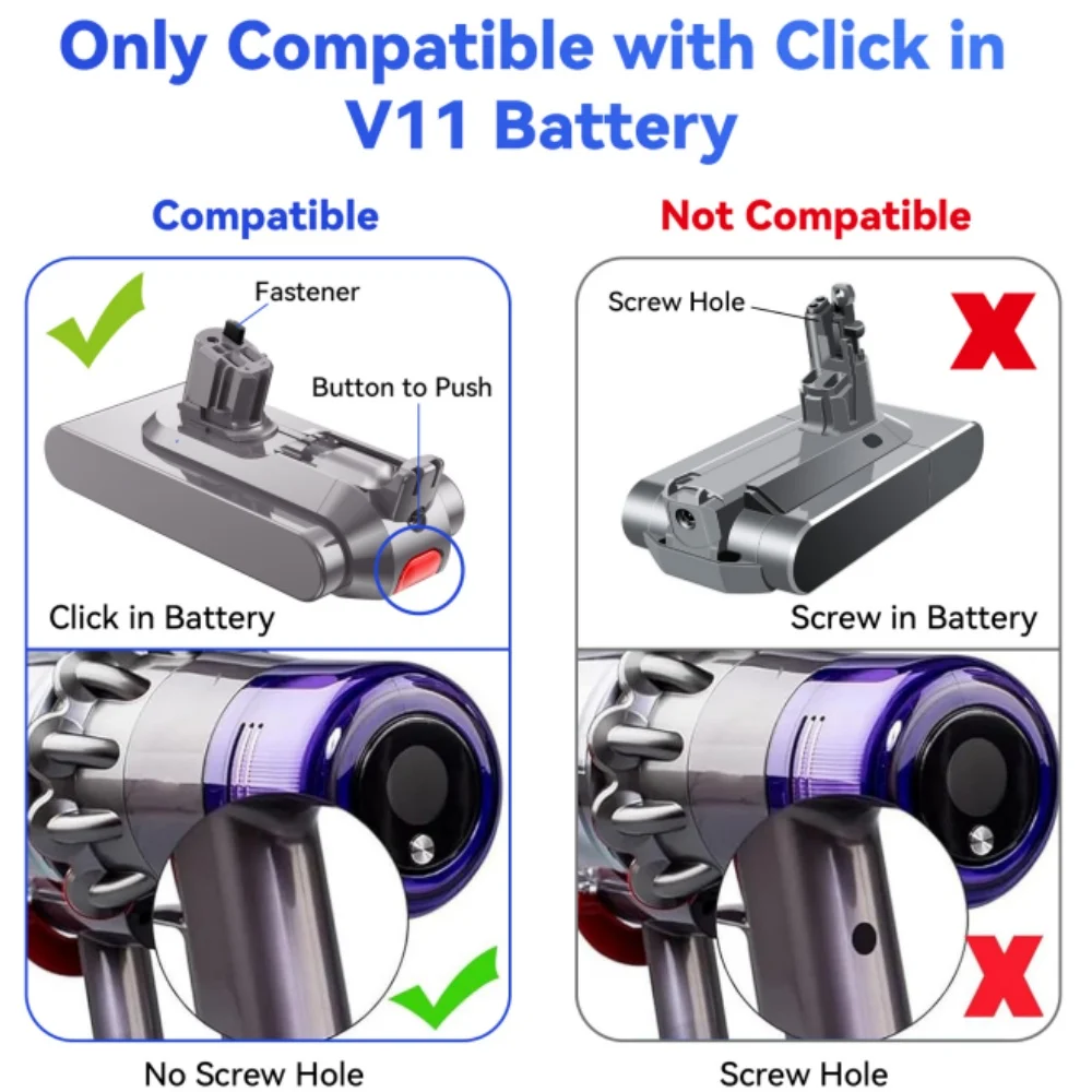 بطارية 25.2 فولت 8000 مللي أمبير في الساعة للمكنسة الكهربائية دايسون V11 SV15 سلسلة رقيق 970145-02 إصدار مشبك بطارية بديل
