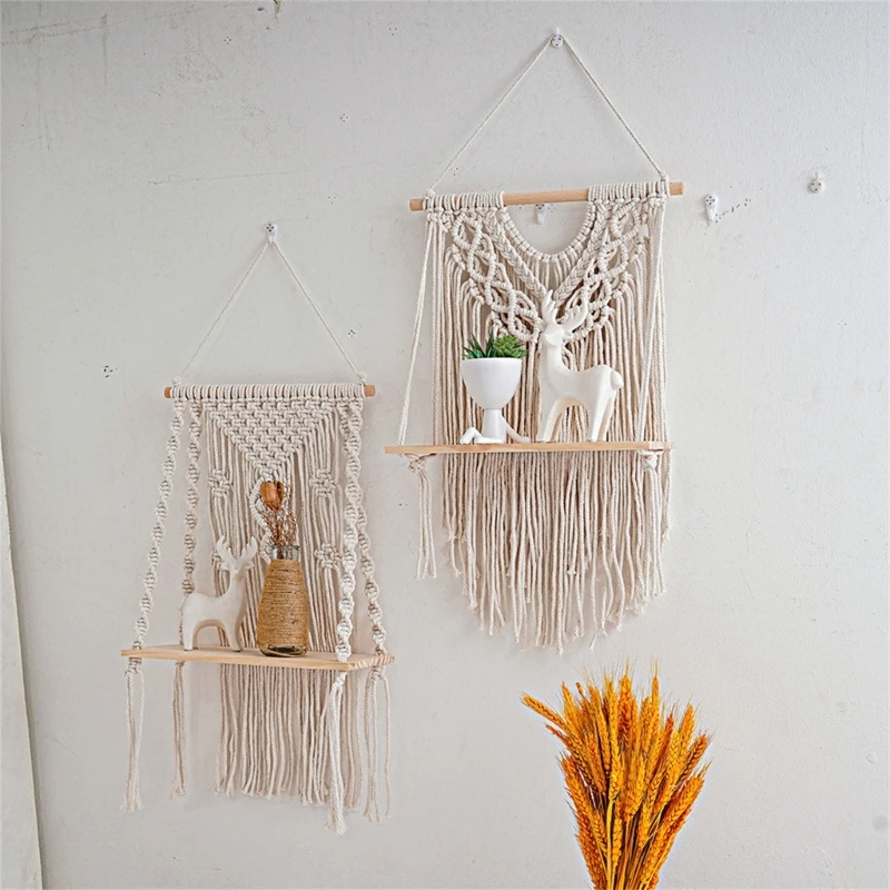 Lightweight and Stylish Wall Shelf Handwoven Fringe Wall Hangers for Home Decor and Displaying Collections