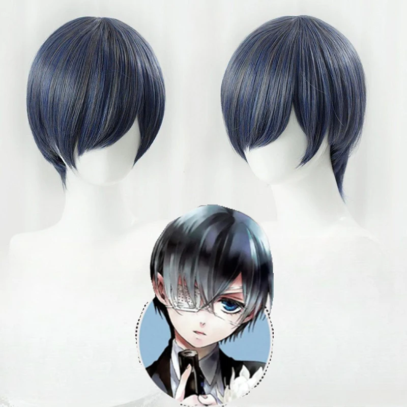 Anime Black Butler Protagonist Character Short Hair Ciel Phantomhive Cos Modeling Wig Music Festival Woman Twintails Long Hair