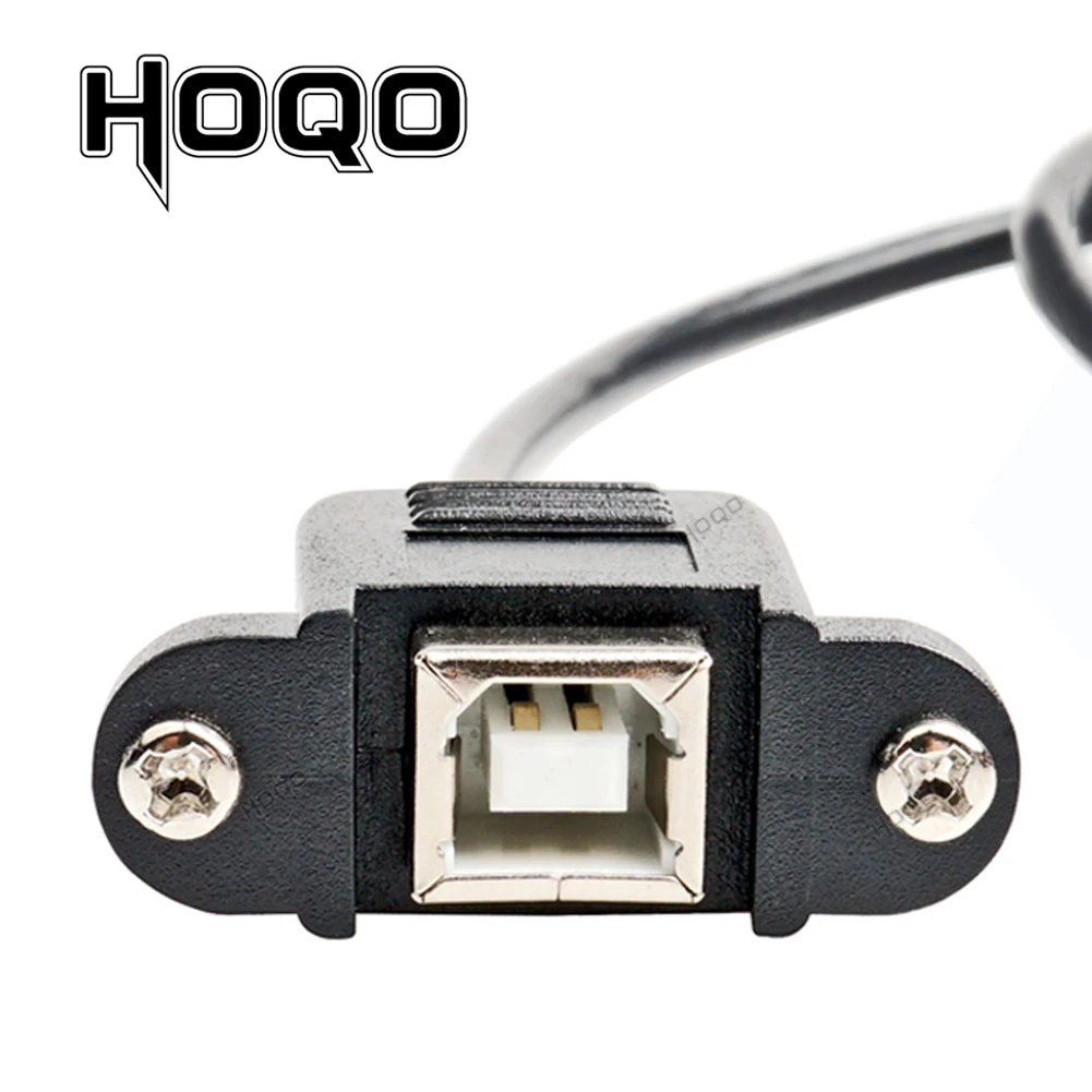 1ft Left/Right Bend USB 2.0 B Male to Female Adapter USB Type B Wire Socket Printer Panel Mount Extension Cable Lock Connector
