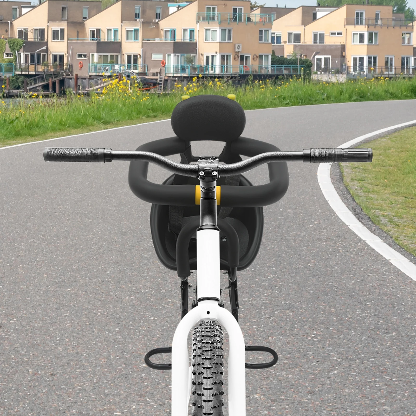 

Modern Black Bike Child Seat Adjustable Length Bicycle Child Safety Seat 35kg Load Capacity for Around 1-5 Years Old