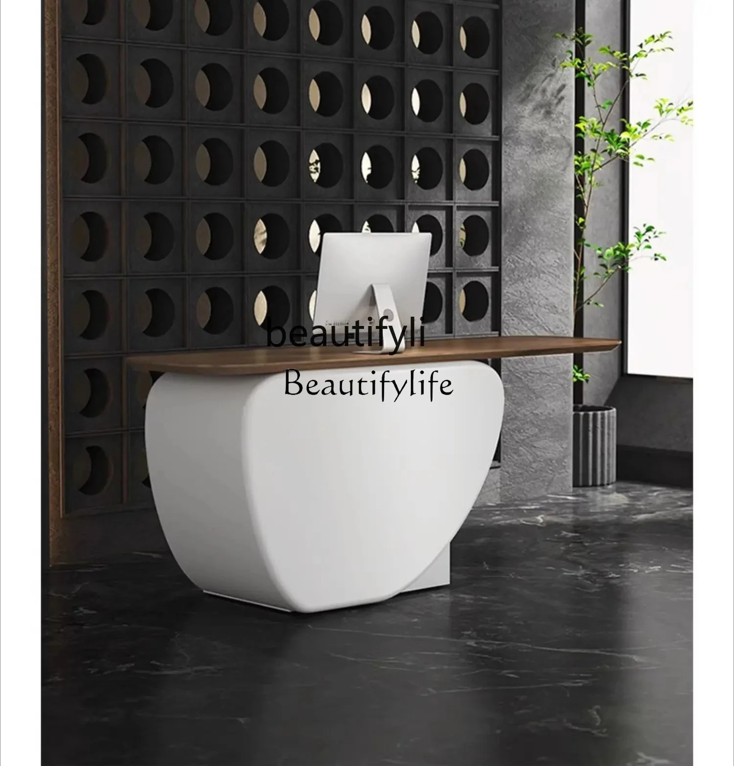 

88.Personalizzazione creativa del cassiere della reception del negozio di cassiere di vernice bianca