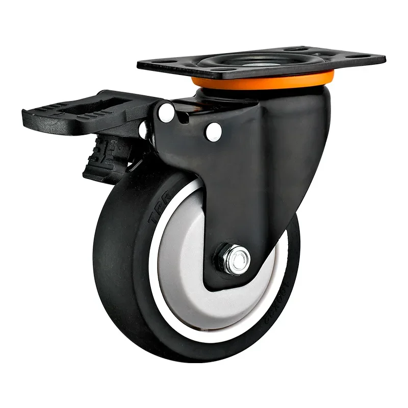 1 Pcs 2.5 Inch Medium Anti-steel Bowl Universal Wheel, Silent Caster With Brake And Anti-tangle For Flat Cart