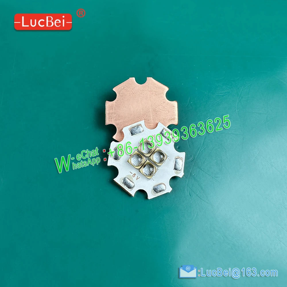 6V 10W 12W SMD Ultra Violet UV 365nm 380nm 395nm 420nm 4 Chips 6.4V Led Lamps Light Source Part 20mm Copper PCB For Glue Curing