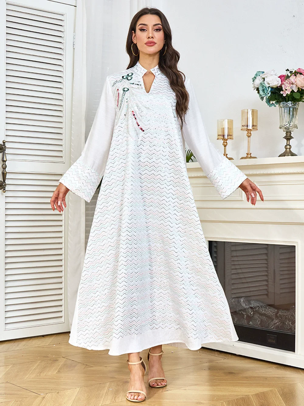 

Middle East Saudi Arabia Muslim Luxury Fashion Robe Sparkling Large Size Women's Wear Arab Dubai Dress New Dress