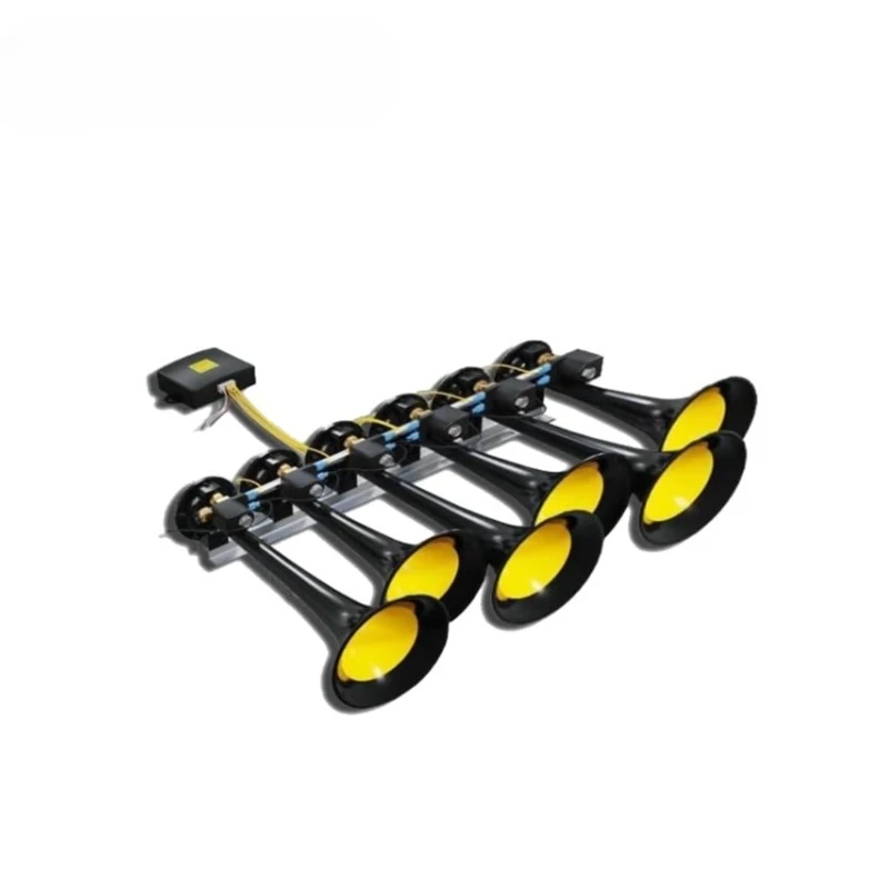 

12/24V Six Tube Car Music Horn Truck Electronic Control Metal Tube Music Air Horn With Remote Control Button